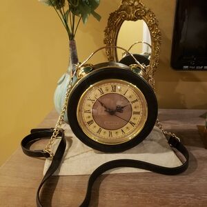 Quartz Retro Gold Clock Handbag w/ Crossbody Strap